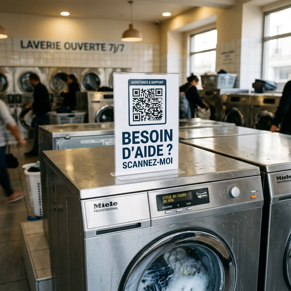 Sticker QR Code sur machine à laver