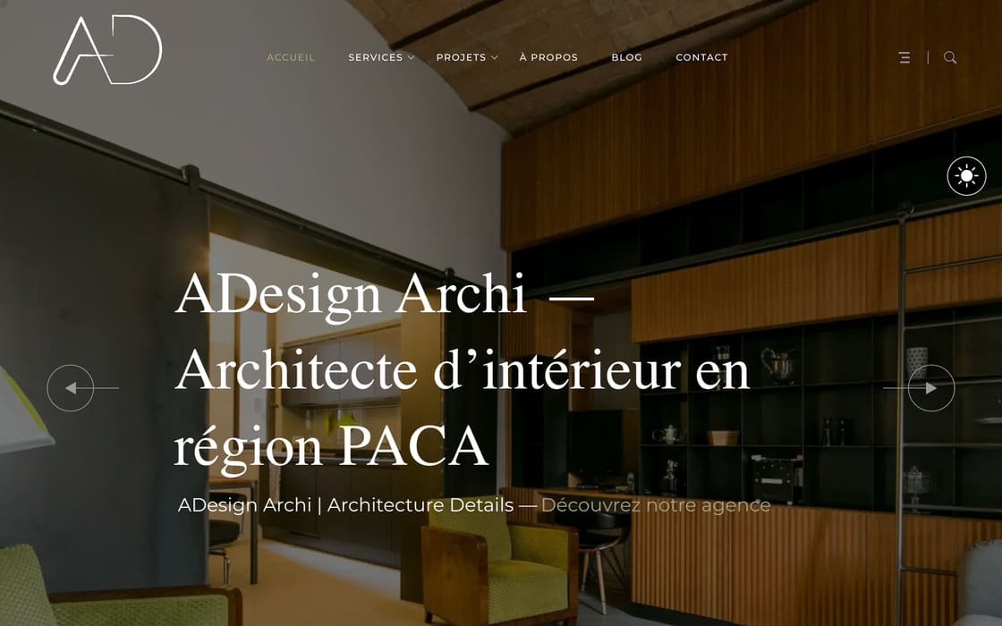Page d’accueil de AD Design