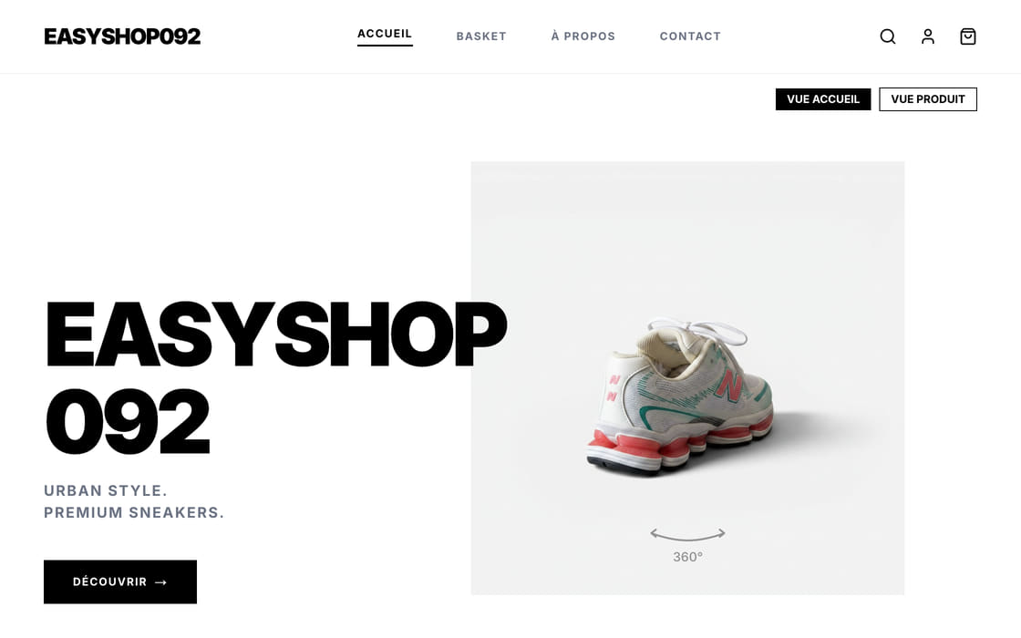 Page d’accueil de EasyShop