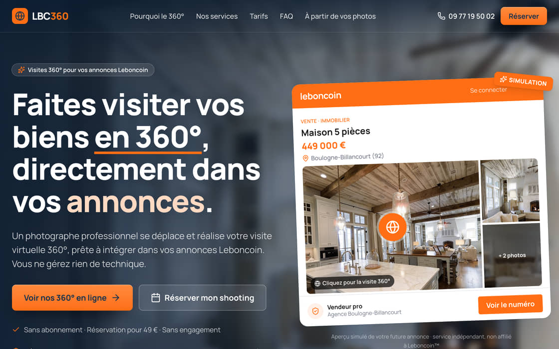 Page d’accueil de LBC 360