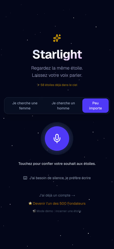 Page d’accueil de Starlight